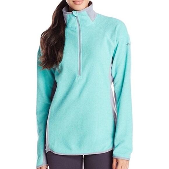 Columbia Ombre Springs Fleece Half Zip Omni Wick Performance Mock Neck Blue M - Picture 1 of 6